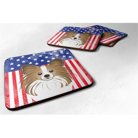 American Flag And Papillon Foam Coaster, Set Of 4